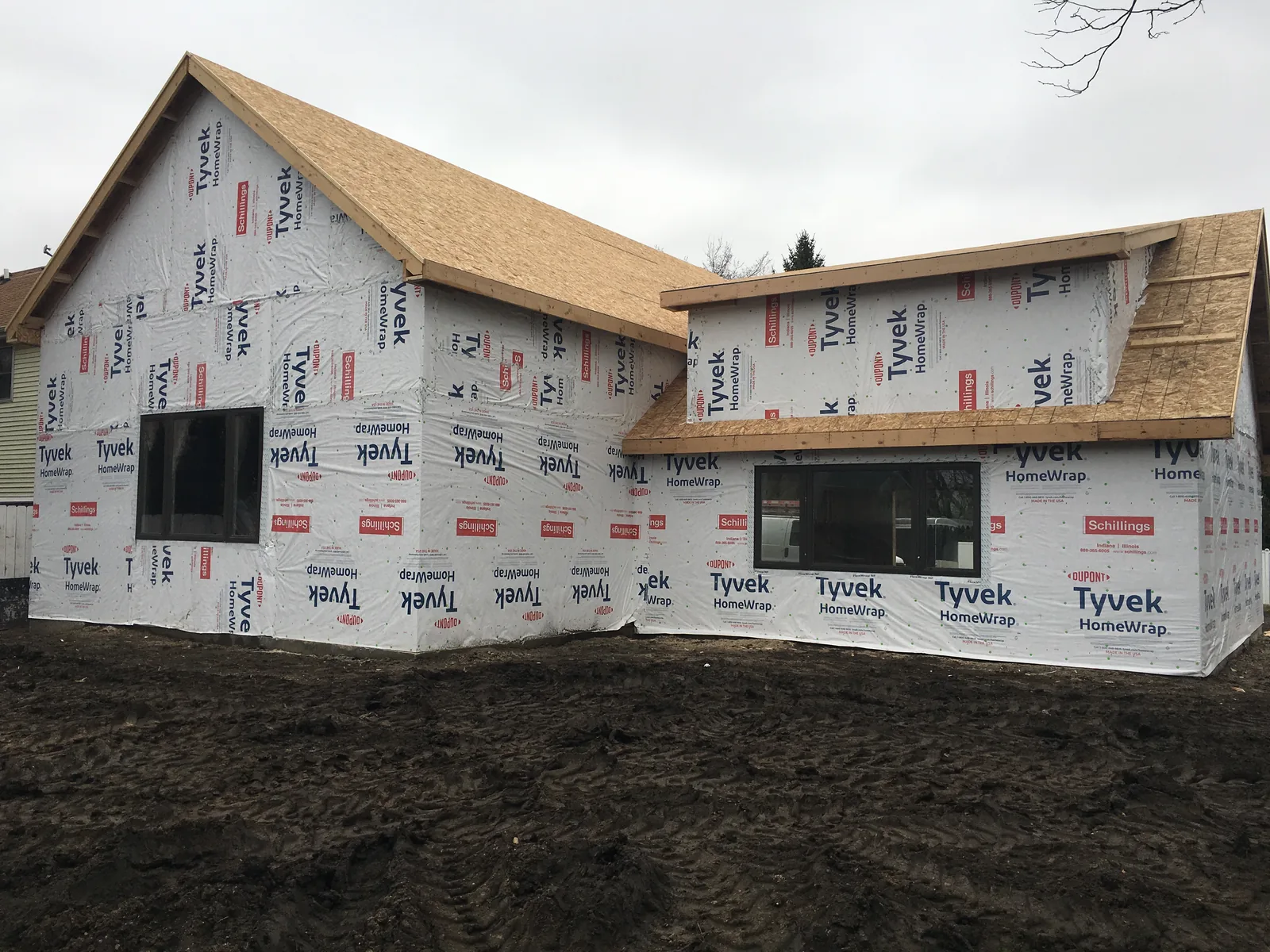 Framed and sheathed home under construction by EZ Custom Homes